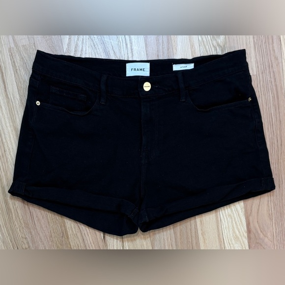 Frame Le Cutoff Denim Shorts, Color Noir Black, Zip Fly, Comfy, Flattering, 32‎ - Picture 3 of 9
